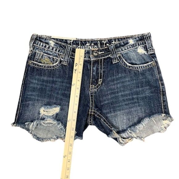 Industrial Cotton Women's Distressed Denim Jean Shorts 5 - Picture 5 of 10